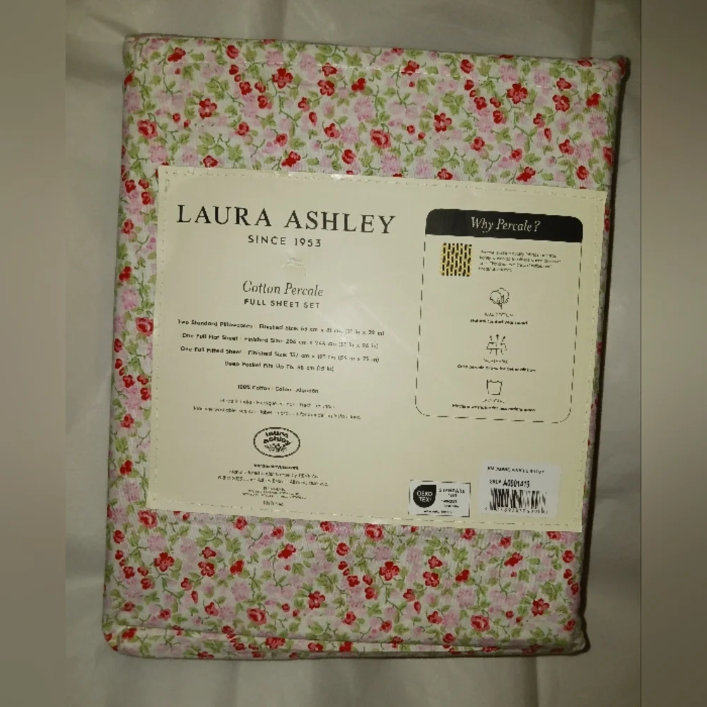 Laura Ashley Emogene Pink Floral Cotton Percale Sheet Set